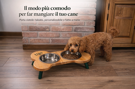 Porta ciotole a forma di osso – pratico e di design