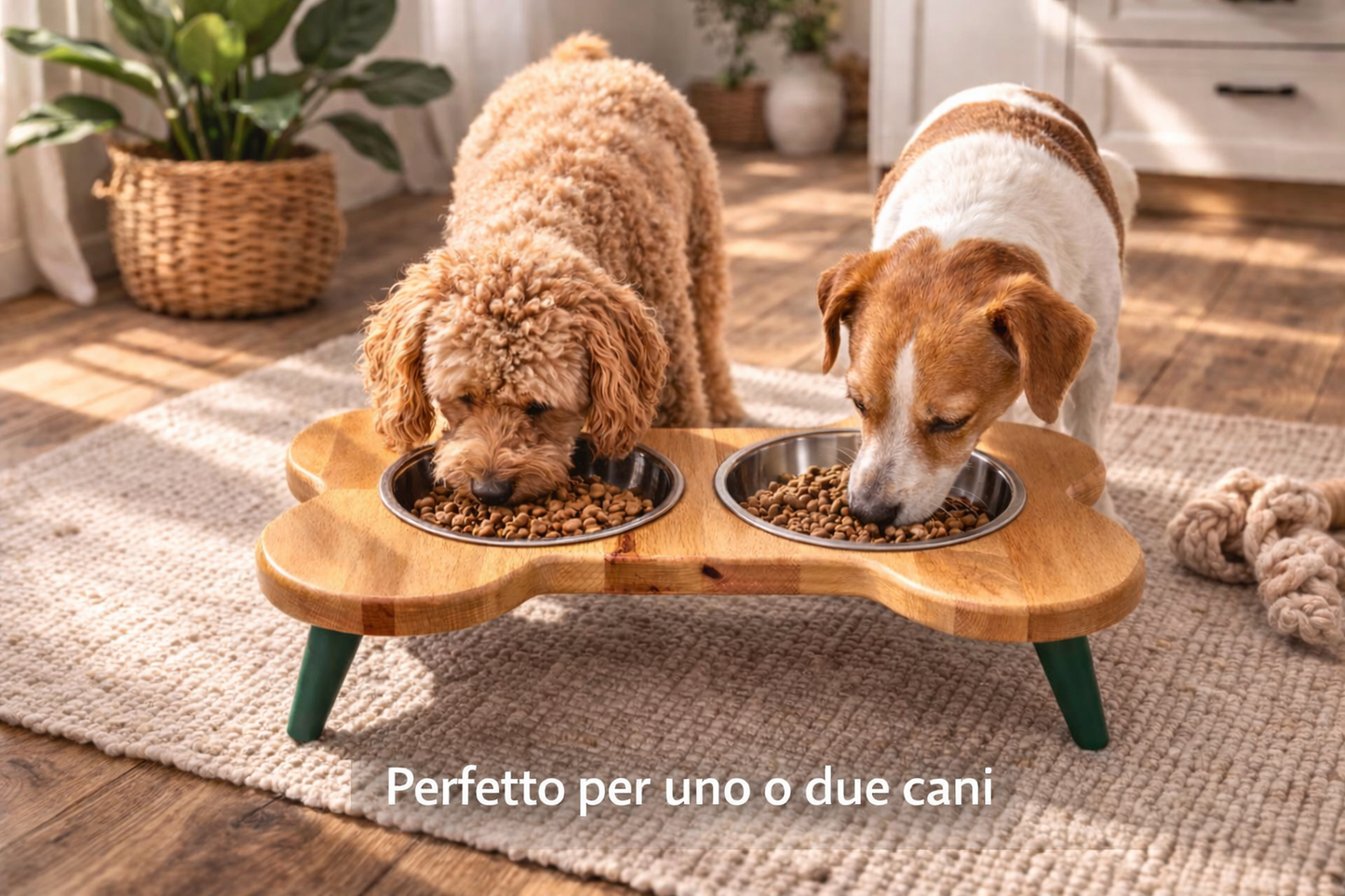 Porta ciotole a forma di osso – pratico e di design