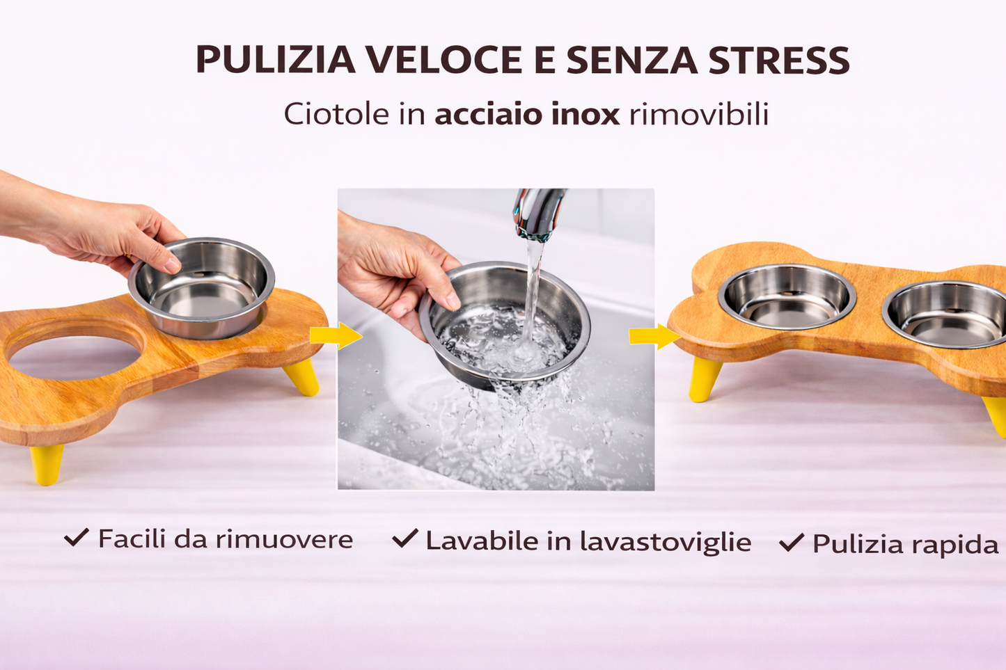 Porta ciotole a forma di osso – pratico e di design