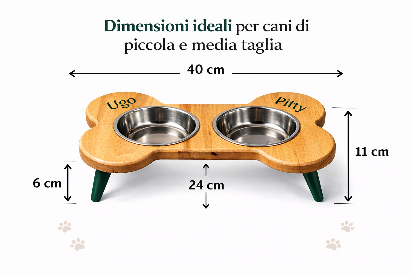 Porta ciotole a forma di osso – pratico e di design