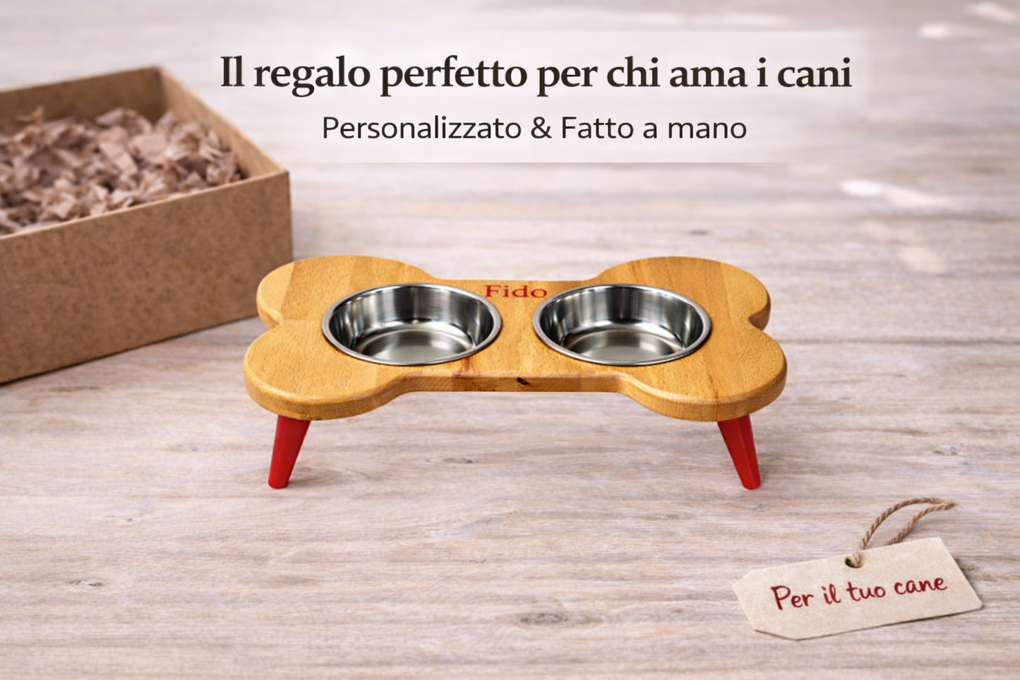 Porta ciotole a forma di osso – pratico e di design